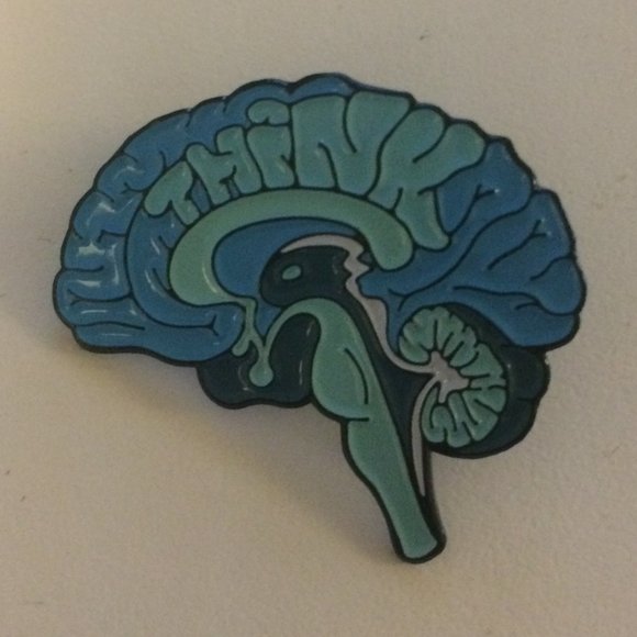 Brain "Think" enamel pin (add to bundle to get 10% off 2 or more items) - Picture 5 of 6